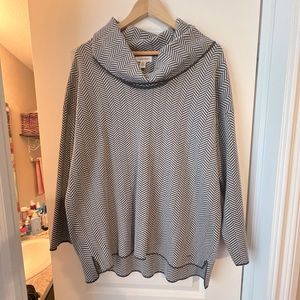 Calvin Klein Gray Chevron Cowl Neck Sweater